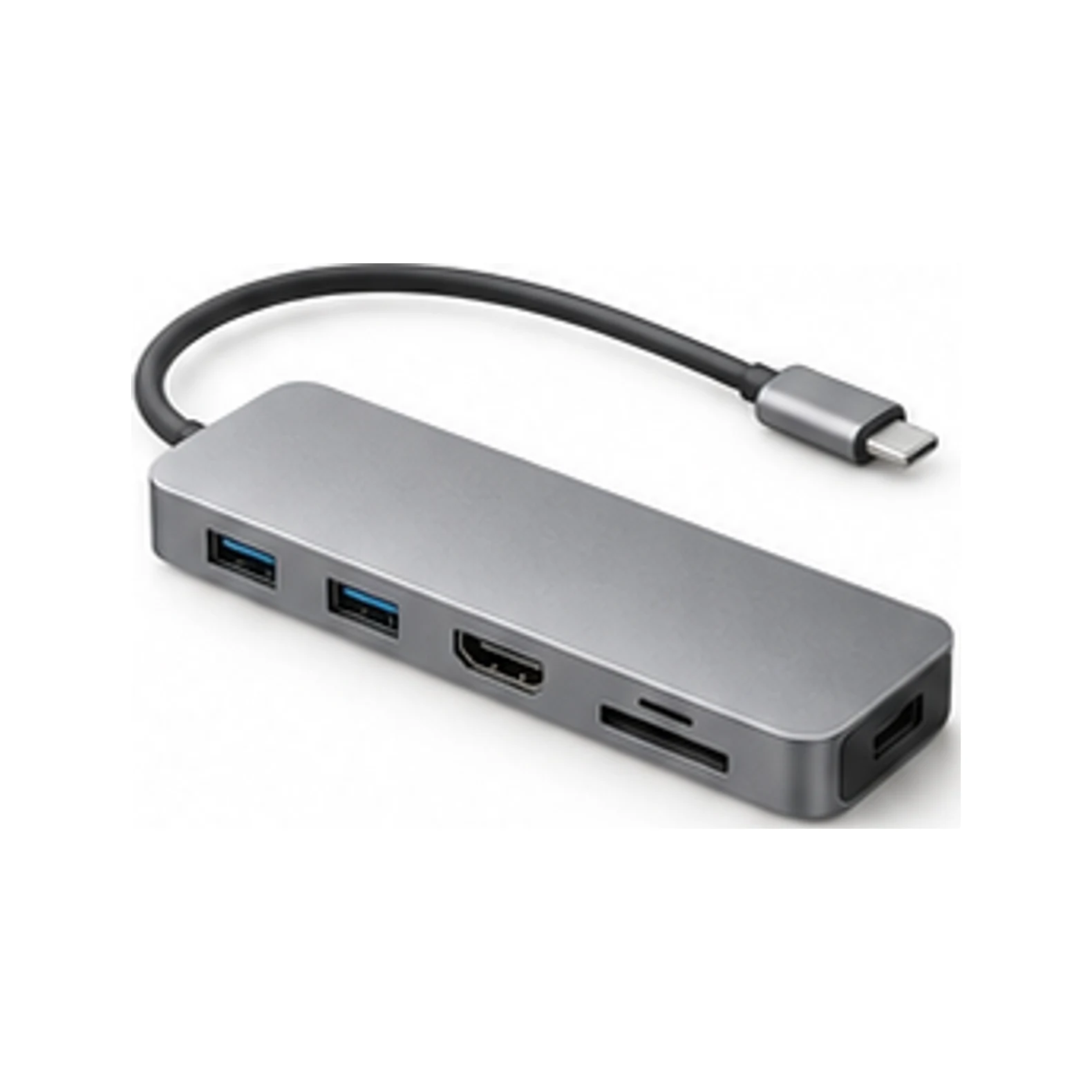 Six-Port USB-C Hub on a white background