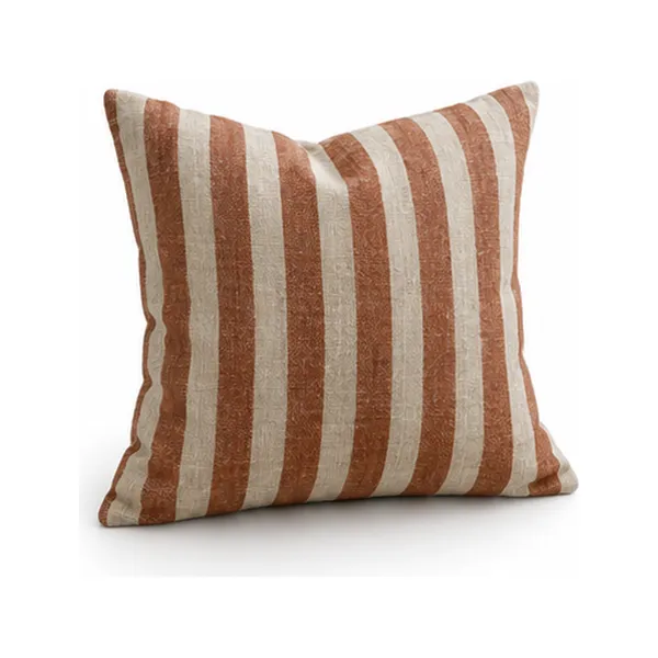 Field Rust Stripe Cushion Cover on a white background
